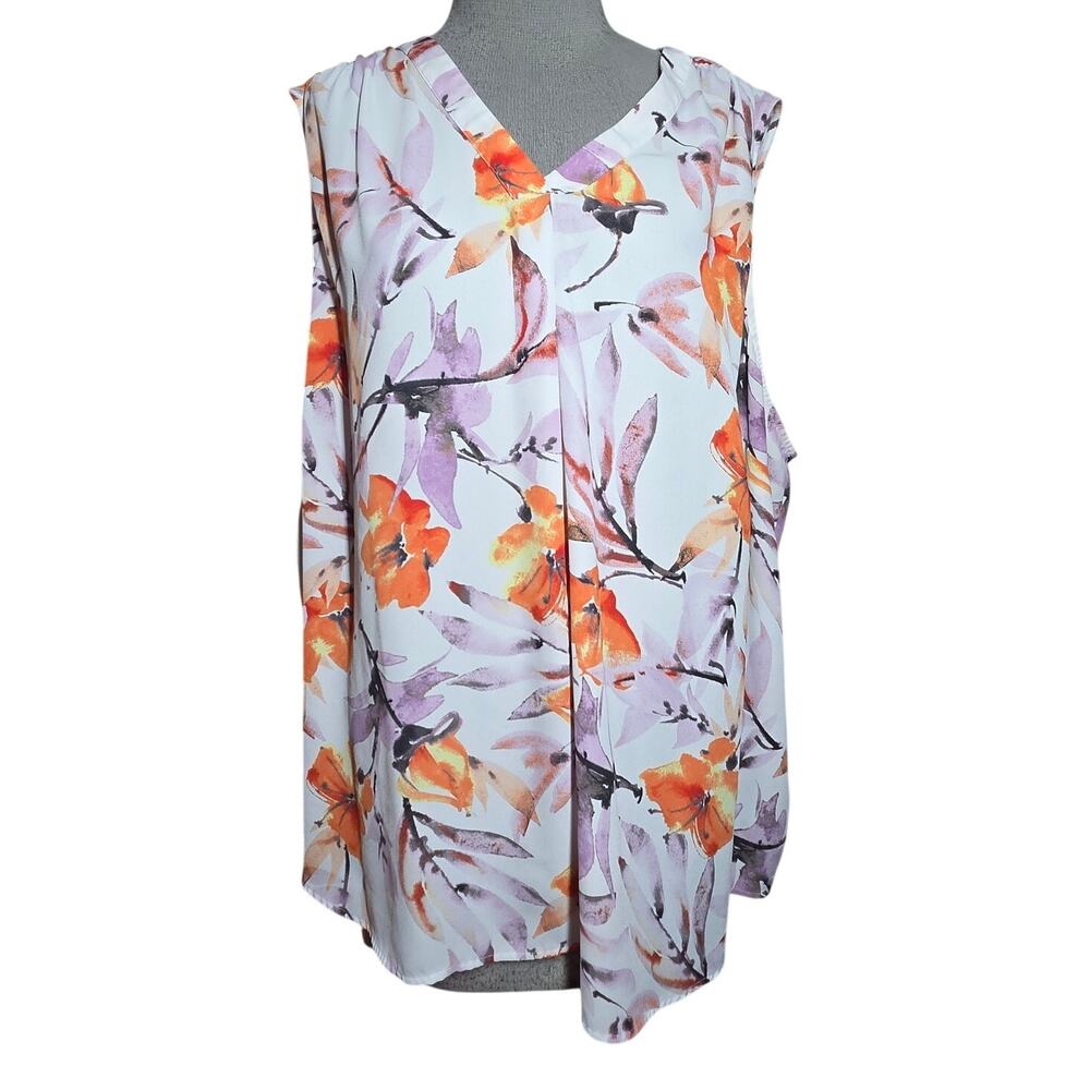 Sleevless Floral Print Blouse Size 3X